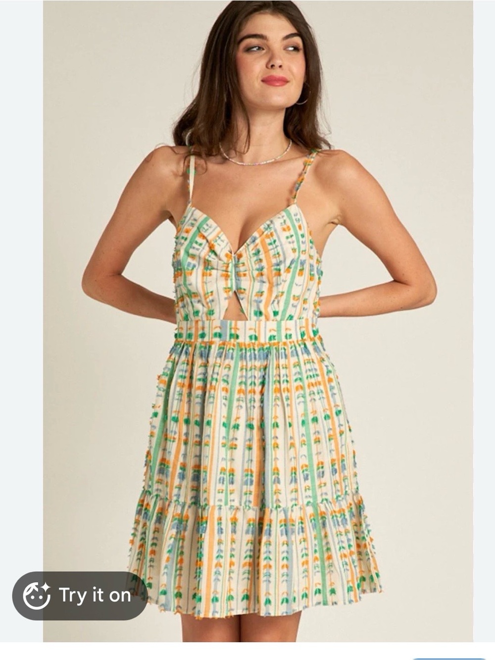 Stripe Mini Dress in White, Blue, Yellow & Green